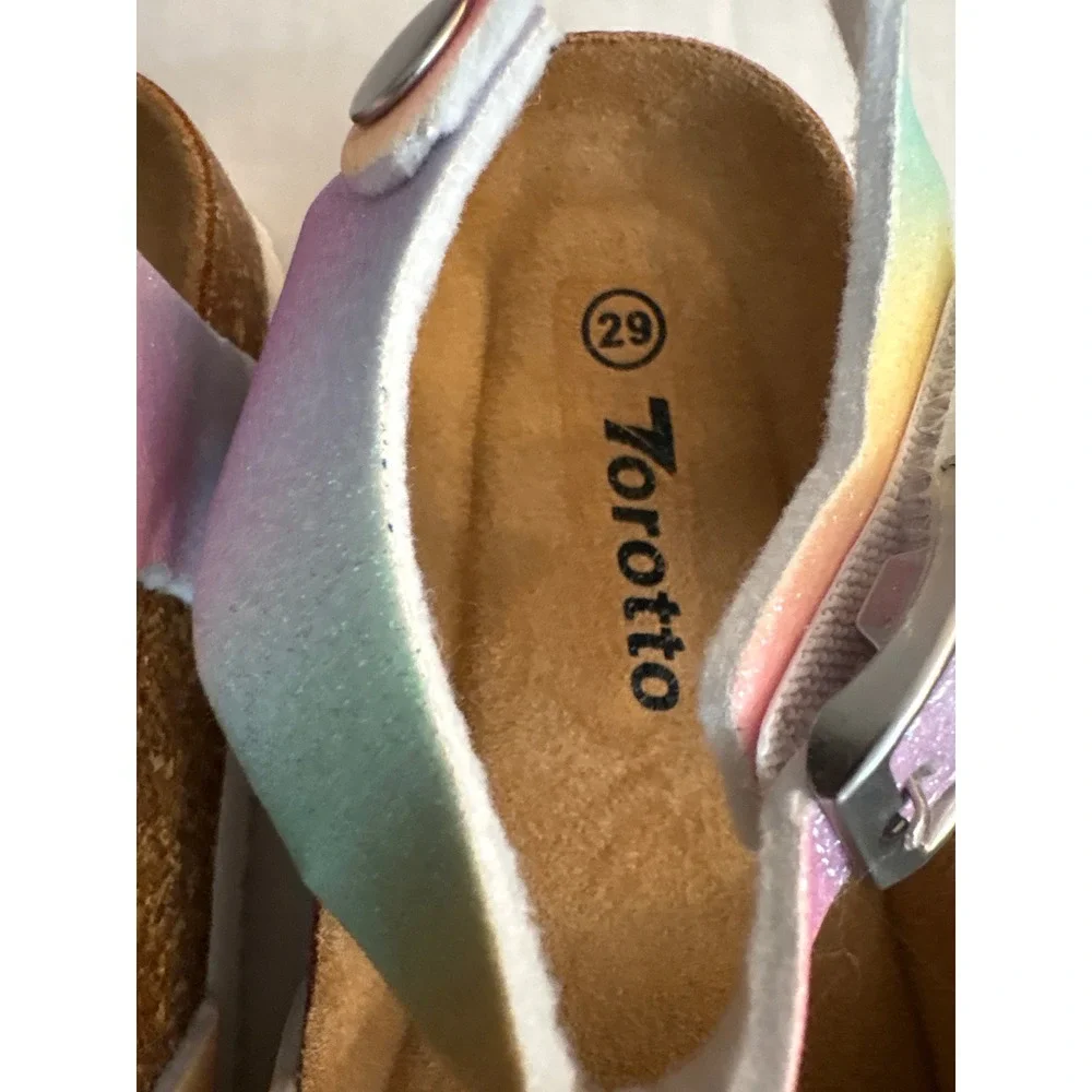 Torotto Girls Rainbow Glitter Ombre Cork Sandals Size 29 US 11.5 Little Kid